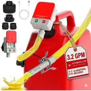 3.2GPM Fast Flow Portable Battery Electric Fuel Transfer Pump Auto Stop w/ Hose